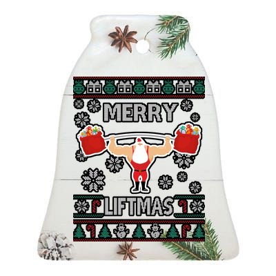 Merry Liftmas Ugly Christmas Ceramic Bell Ornament