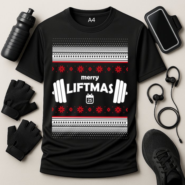 Merry Liftmas Ugly Christmas1 Cooling Performance Crew T-Shirt
