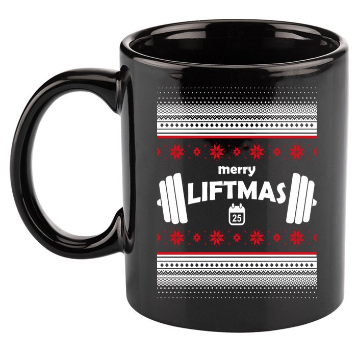 Merry Liftmas Ugly Christmas1 11oz C Handle Ceramic Mug