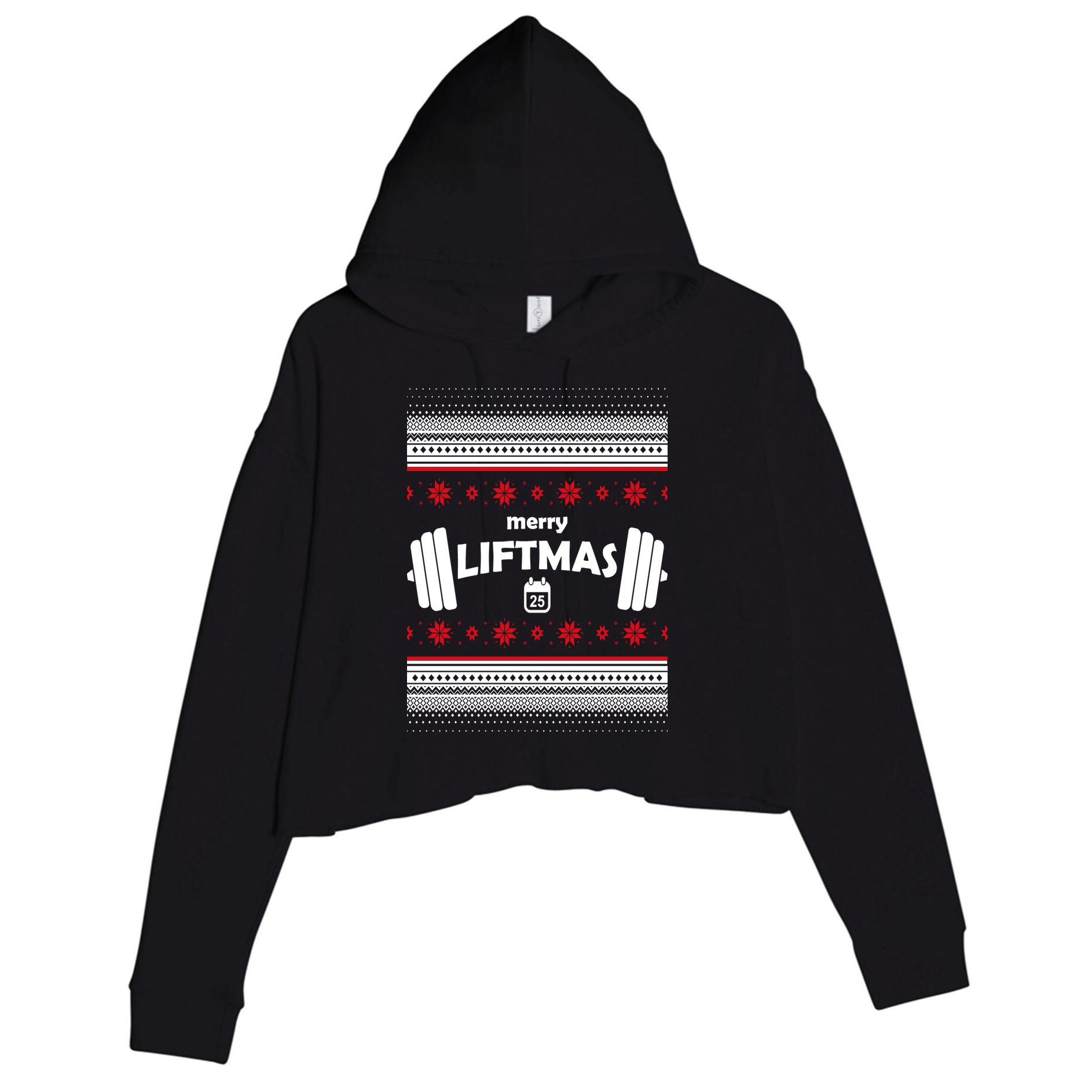 Merry Liftmas Ugly Christmas1 Crop Fleece Hoodie