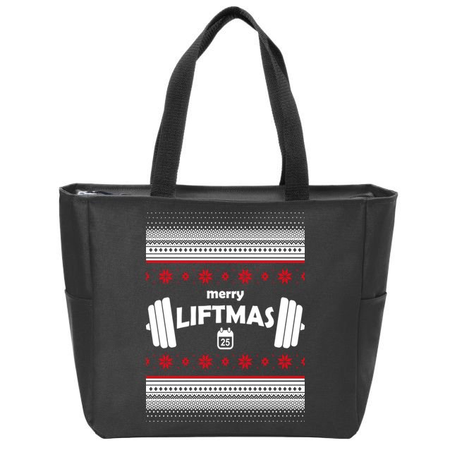 Merry Liftmas Ugly Christmas1 Zip Tote Bag