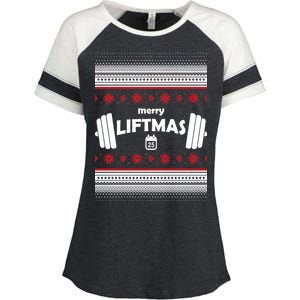 Merry Liftmas Ugly Christmas1 Enza Ladies Jersey Colorblock Tee