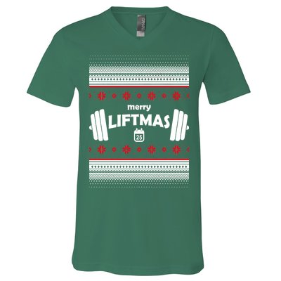 Merry Liftmas Ugly Christmas1 V-Neck T-Shirt