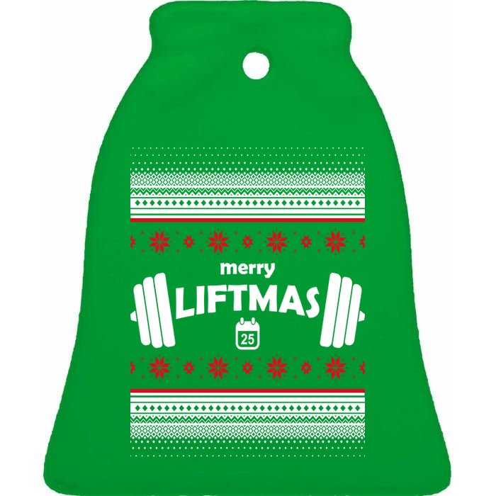 Merry Liftmas Ugly Christmas1 Ceramic Bell Ornament