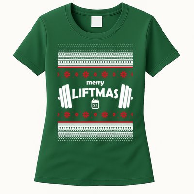 Merry Liftmas Ugly Christmas1 Womens T-Shirt