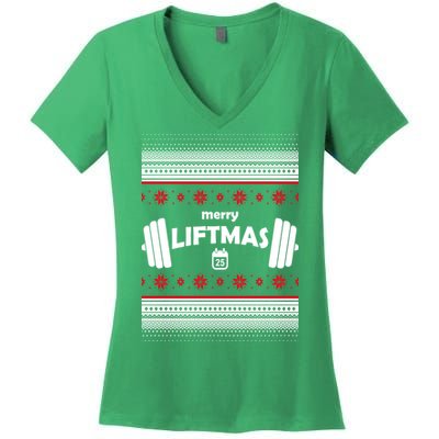 Merry Liftmas Ugly Christmas1 Women's V-Neck T-Shirt