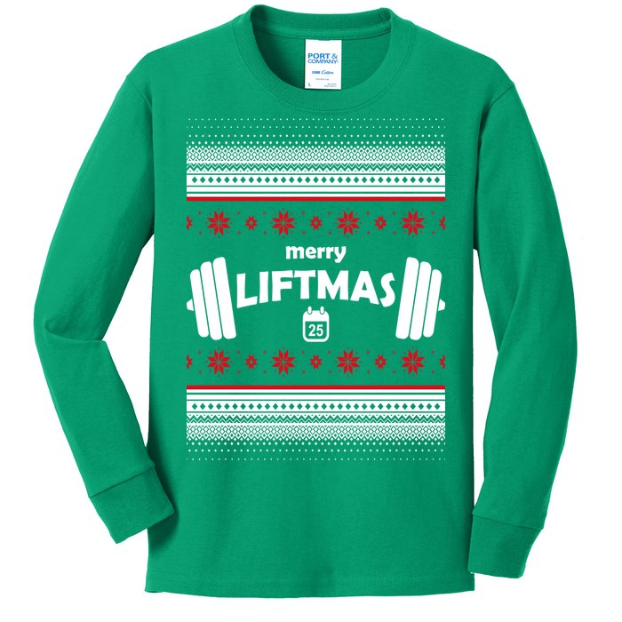 Merry Liftmas Ugly Christmas1 Kids Long Sleeve Shirt