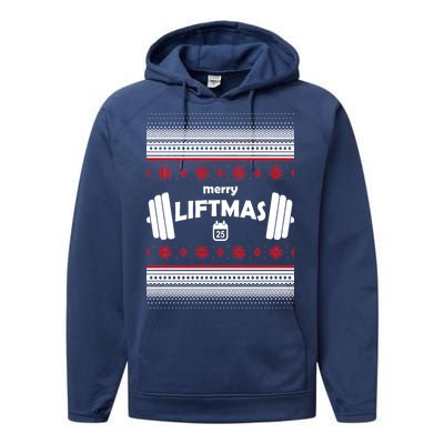 Merry Liftmas Ugly Christmas1 Performance Fleece Hoodie