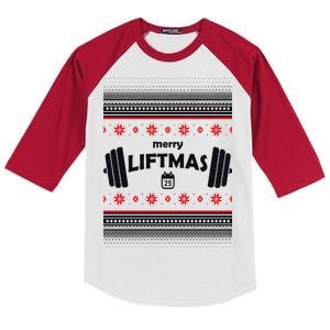 Merry Liftmas Ugly Christmas1 Kids Colorblock Raglan Jersey