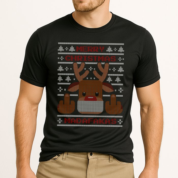 Merry Madafakas Funny Ugly Christmas Cooling Performance Crew T-Shirt