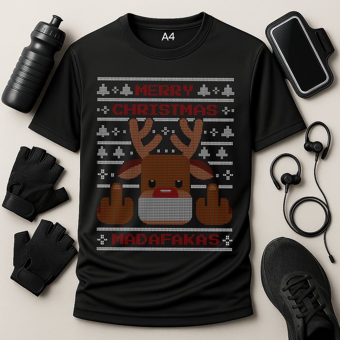 Merry Madafakas Funny Ugly Christmas Cooling Performance Crew T-Shirt