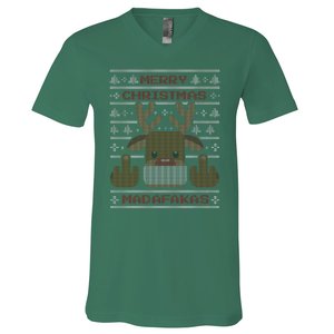 Merry Madafakas Funny Ugly Christmas V-Neck T-Shirt