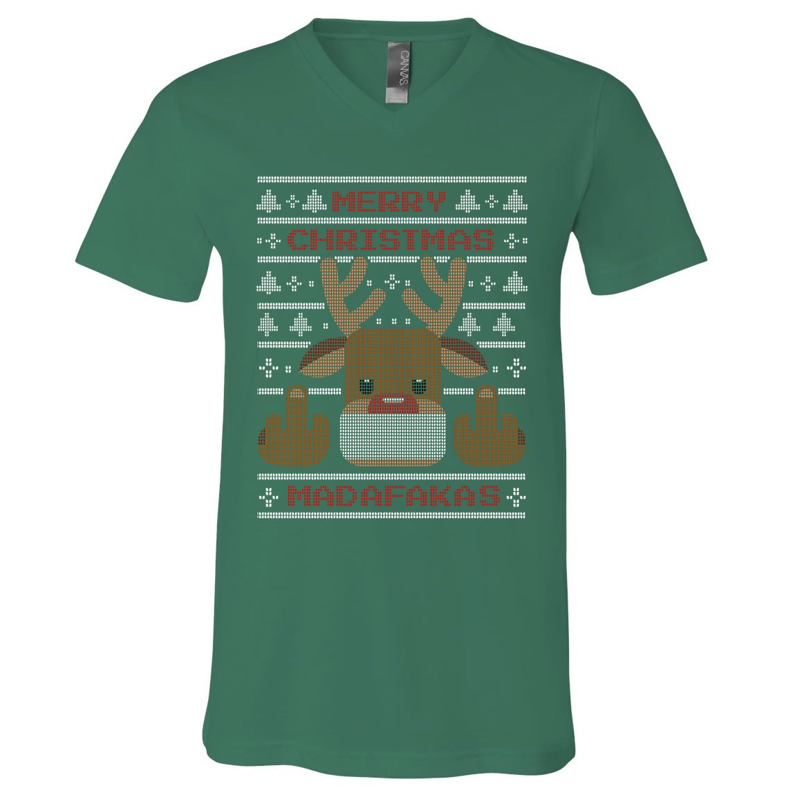 Merry Madafakas Funny Ugly Christmas V-Neck T-Shirt