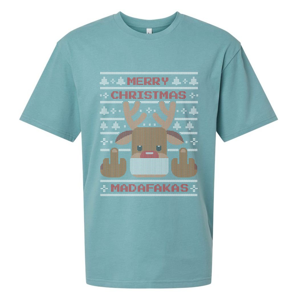 Merry Madafakas Funny Ugly Christmas Sueded Cloud Jersey T-Shirt