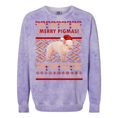 Merry Pigmas Christmas Pig Ugly Sweater Colorblast Crewneck Sweatshirt