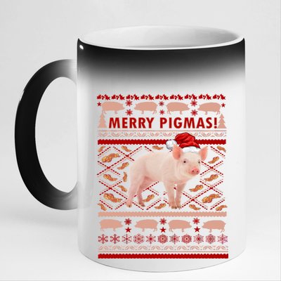 Merry Pigmas Christmas Pig Ugly Sweater 11oz Black Color Changing Mug