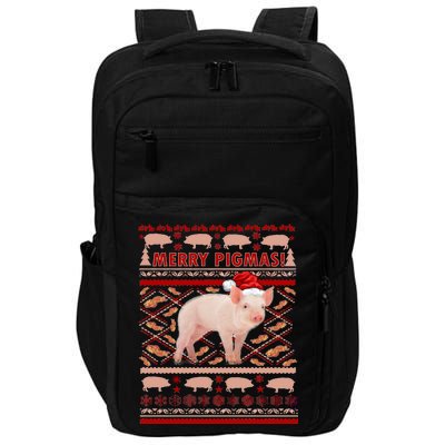 Merry Pigmas Christmas Pig Ugly Sweater Impact Tech Backpack