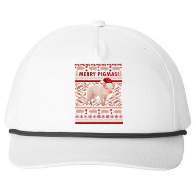 Merry Pigmas Christmas Pig Ugly Sweater Snapback Five-Panel Rope Hat