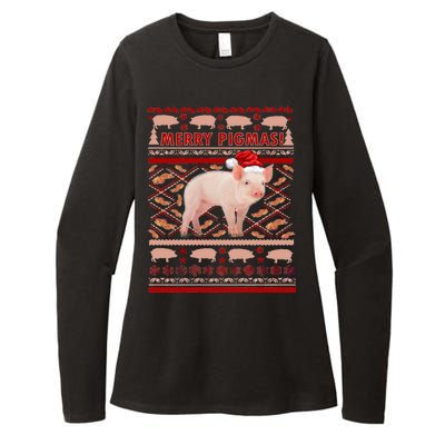 Merry Pigmas Christmas Pig Ugly Sweater Womens CVC Long Sleeve Shirt