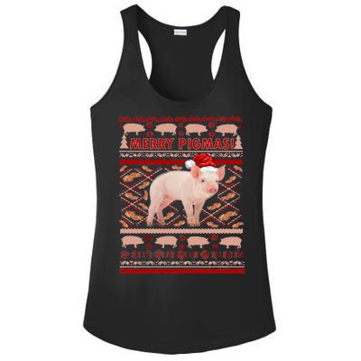 Merry Pigmas Christmas Pig Ugly Sweater Ladies PosiCharge Competitor Racerback Tank