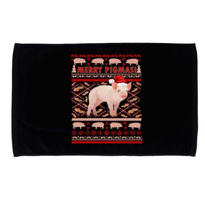 Merry Pigmas Christmas Pig Ugly Sweater Microfiber Hand Towel