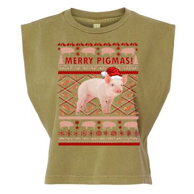 Merry Pigmas Christmas Pig Ugly Sweater Garment-Dyed Women's Muscle Tee