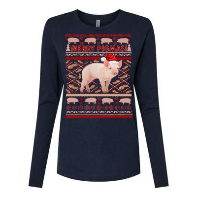 Merry Pigmas Christmas Pig Ugly Sweater Womens Cotton Relaxed Long Sleeve T-Shirt