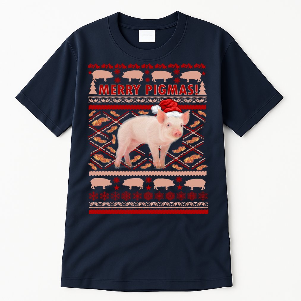 Merry Pigmas Christmas Pig Ugly Sweater Tall T-Shirt