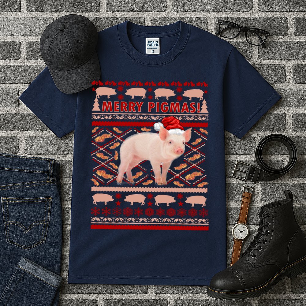 Merry Pigmas Christmas Pig Ugly Sweater Tall T-Shirt