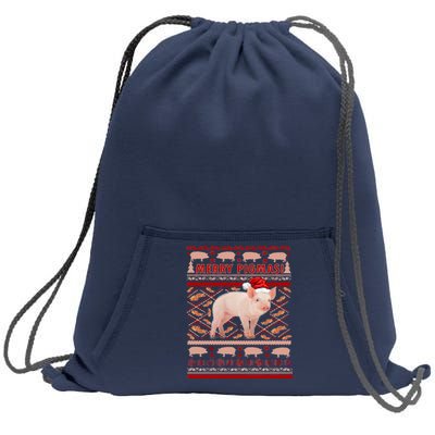 Merry Pigmas Christmas Pig Ugly Sweater Sweatshirt Cinch Pack Bag