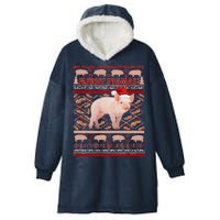 Merry Pigmas Christmas Pig Ugly Sweater Hooded Wearable Blanket