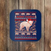 Merry Pigmas Christmas Pig Ugly Sweater Coaster