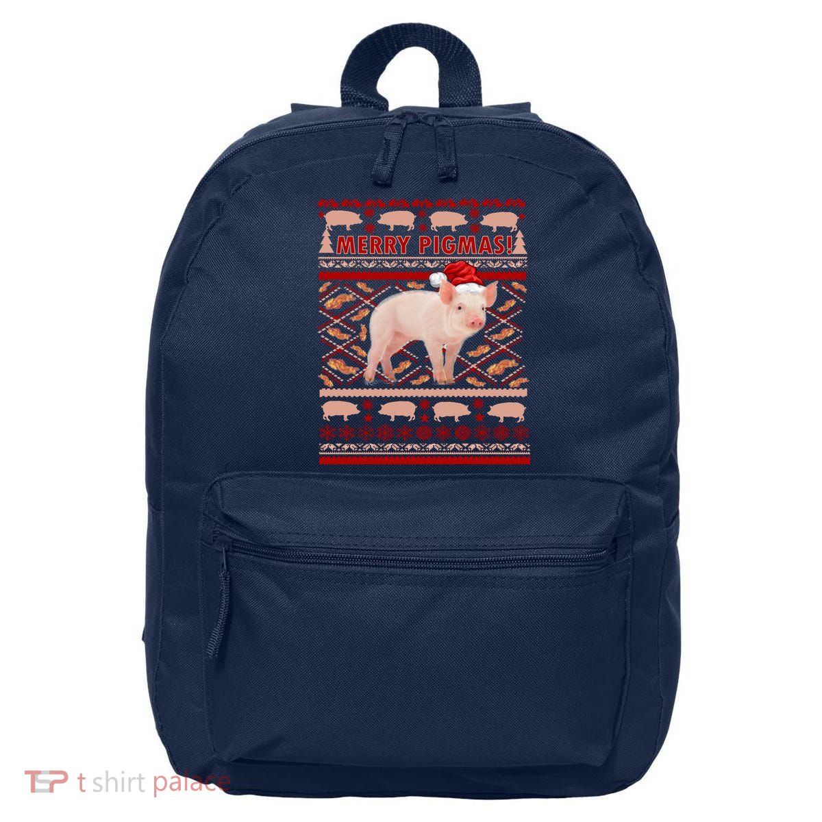 Merry Pigmas Christmas Pig Ugly Sweater 16 in Basic Backpack