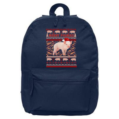 Merry Pigmas Christmas Pig Ugly Sweater 16 in Basic Backpack