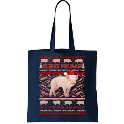 Merry Pigmas Christmas Pig Ugly Sweater Tote Bag