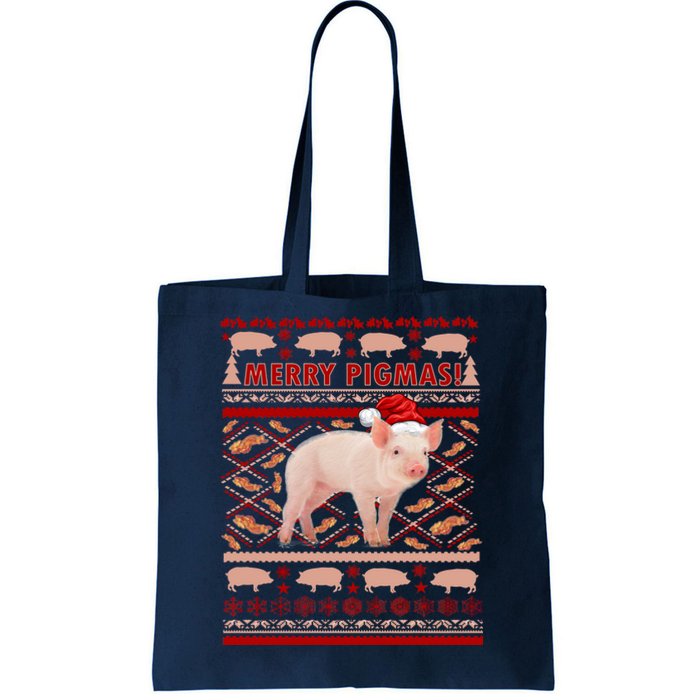 Merry Pigmas Christmas Pig Ugly Sweater Tote Bag