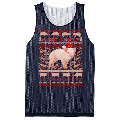 Merry Pigmas Christmas Pig Ugly Sweater Mesh Reversible Basketball Jersey Tank