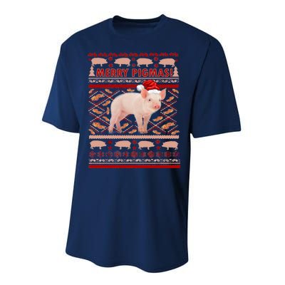 Merry Pigmas Christmas Pig Ugly Sweater Performance Sprint T-Shirt