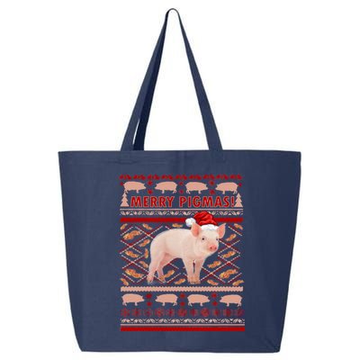 Merry Pigmas Christmas Pig Ugly Sweater 25L Jumbo Tote