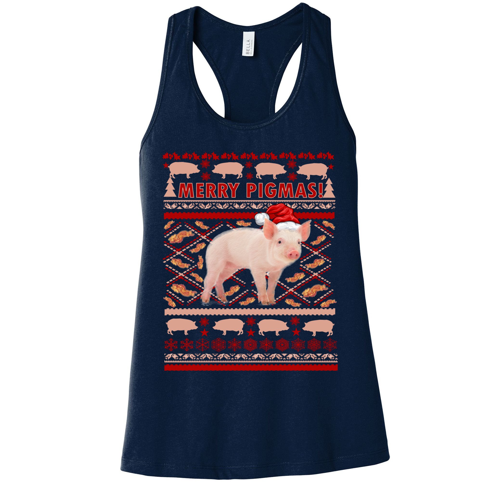 Merry Pigmas Christmas Pig Ugly Sweater Womens Tank Top