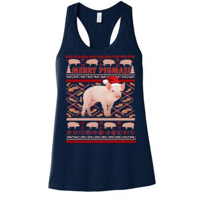 Merry Pigmas Christmas Pig Ugly Sweater Women's Racerback Tank