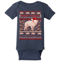 Merry Pigmas Christmas Pig Ugly Sweater Baby Bodysuit