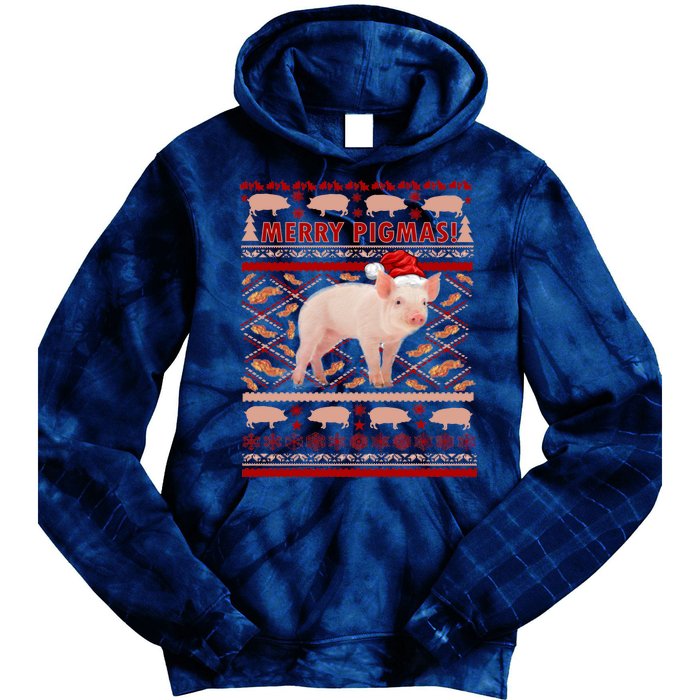 Merry Pigmas Christmas Pig Ugly Sweater Tie Dye Hoodie