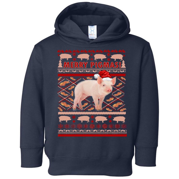 Merry Pigmas Christmas Pig Ugly Sweater Toddler Hoodie