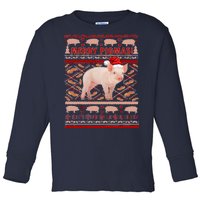 Merry Pigmas Christmas Pig Ugly Sweater Toddler Long Sleeve Shirt