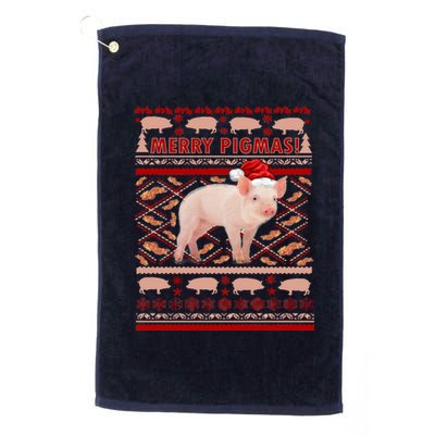 Merry Pigmas Christmas Pig Ugly Sweater Platinum Collection Golf Towel