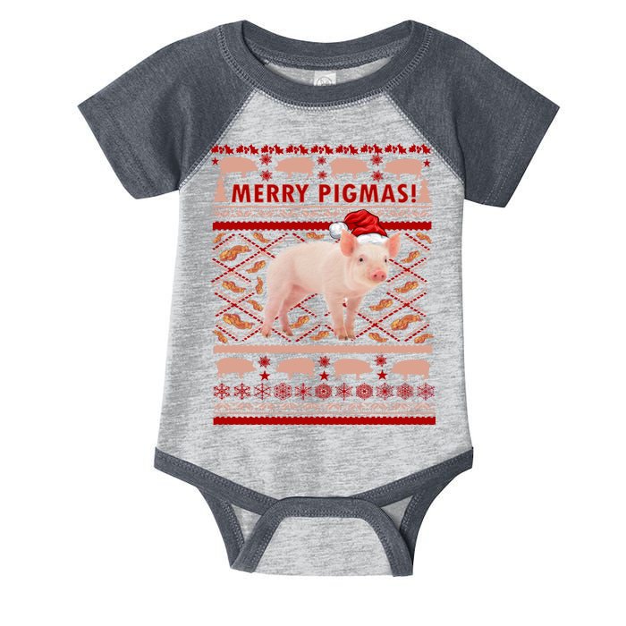 Merry Pigmas Christmas Pig Ugly Sweater Infant Baby Jersey Bodysuit