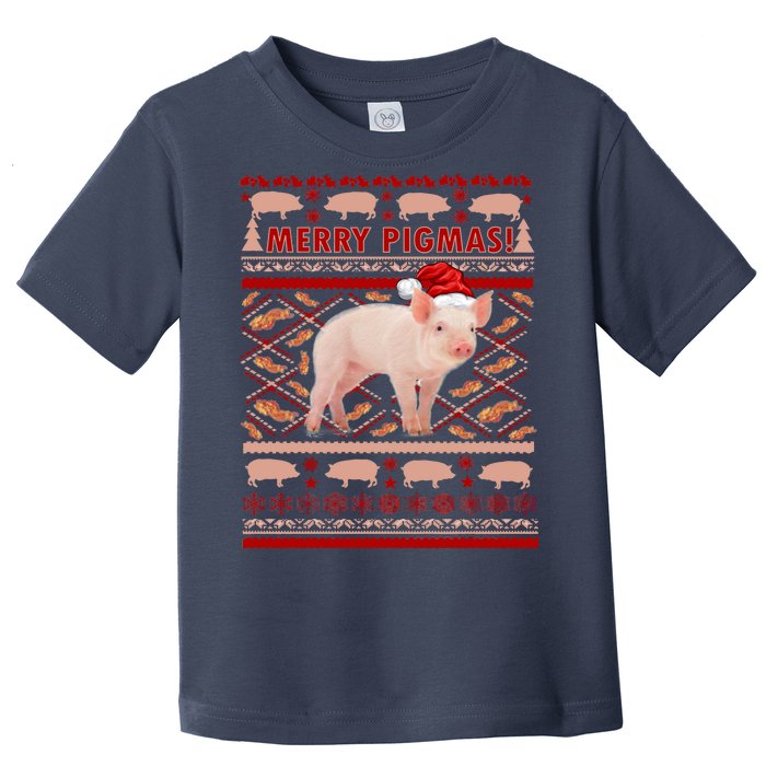 Merry Pigmas Christmas Pig Ugly Sweater Toddler T-Shirt