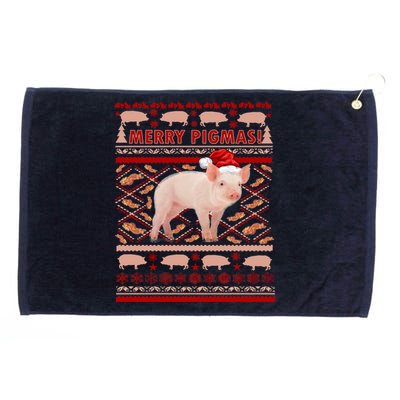 Merry Pigmas Christmas Pig Ugly Sweater Grommeted Golf Towel