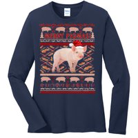 Merry Pigmas Christmas Pig Ugly Sweater Ladies Long Sleeve Shirt